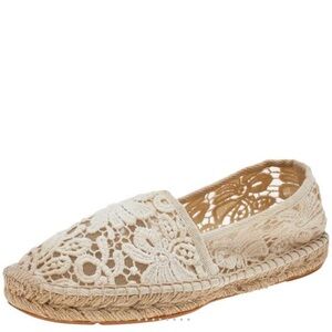 Tory Burch White Lace Espadrille Flats